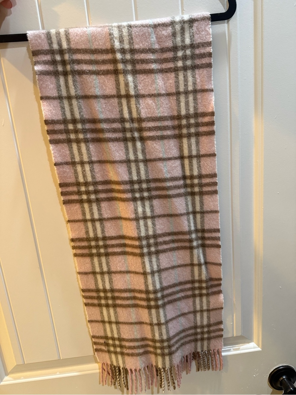 Burberry London Vintage Pink Nova Check 100% Cashmere Scarf Made in England